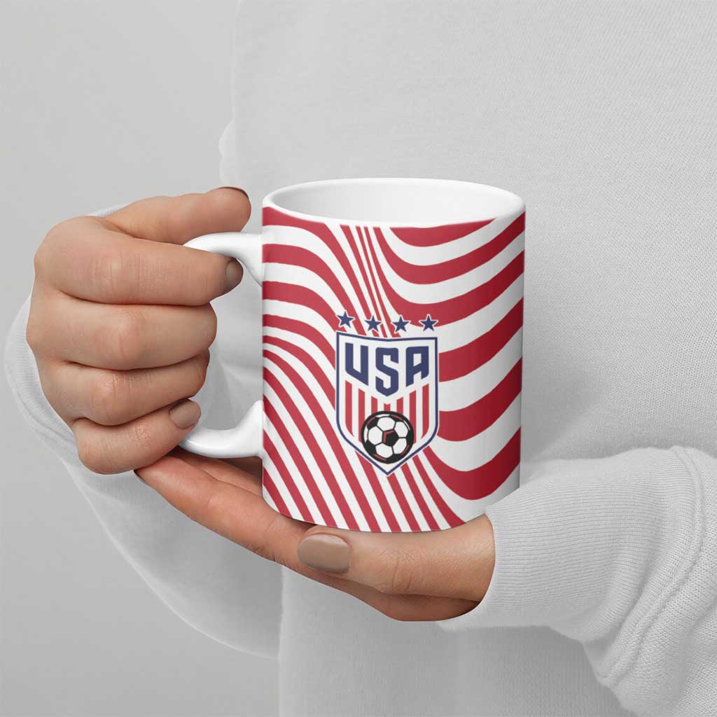 Custom Soccer 2026 USA Ceramic Mug Wave Flag Stylized