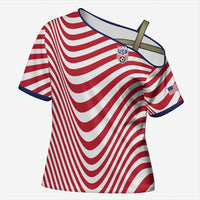 Custom Soccer 2026 USA Cross Shoulder Shirt Wave Flag Stylized