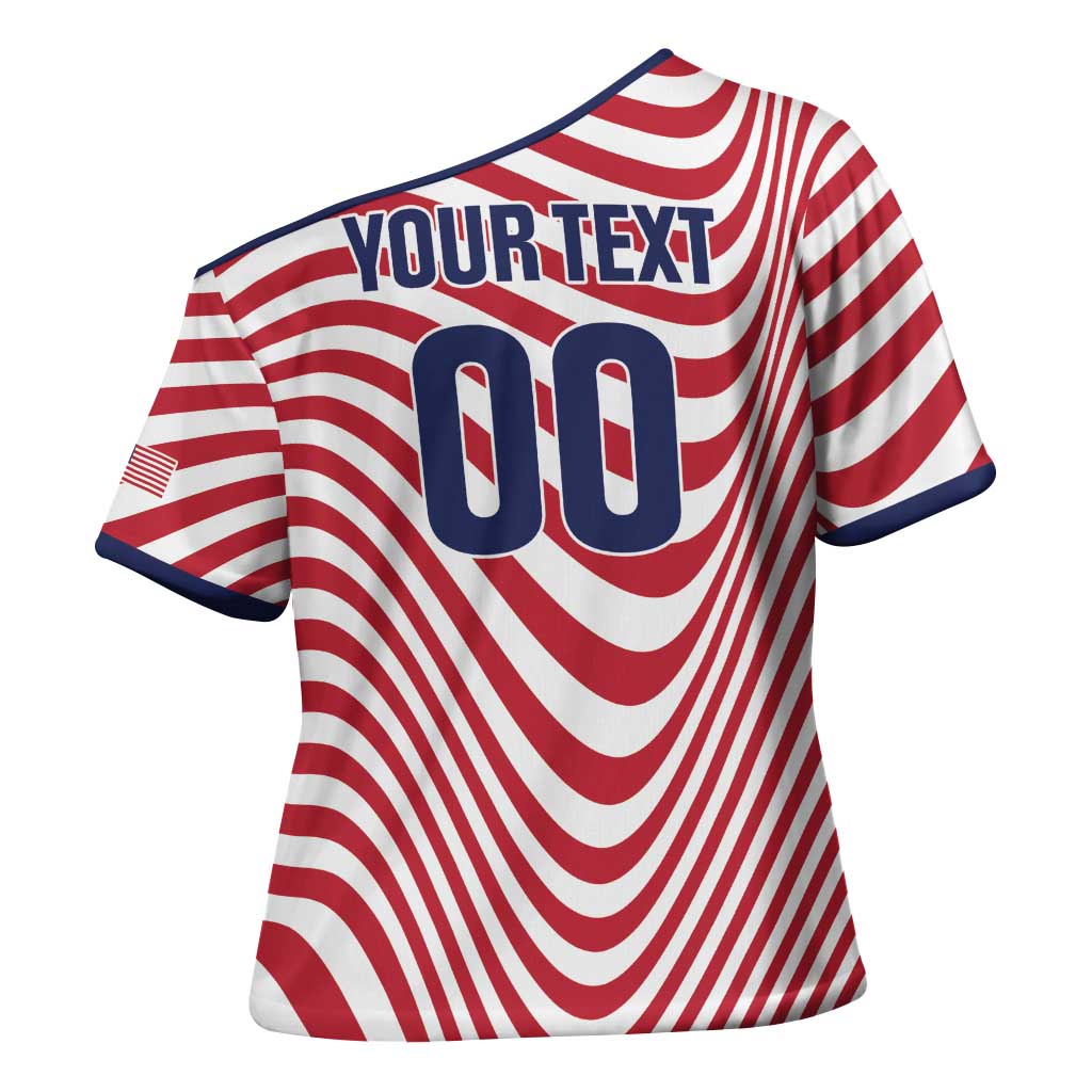 Custom Soccer 2026 USA Cross Shoulder Shirt Wave Flag Stylized