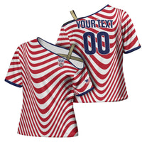 Custom Soccer 2026 USA Cross Shoulder Shirt Wave Flag Stylized