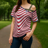 Custom Soccer 2026 USA Cross Shoulder Shirt Wave Flag Stylized