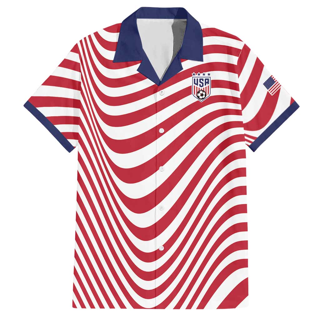 Custom Soccer 2026 USA Hawaiian Shirt Wave Flag Stylized