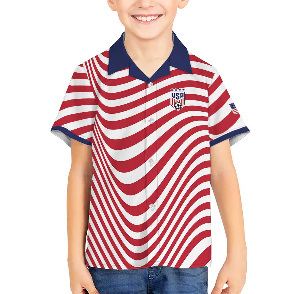 Custom Soccer 2026 USA Hawaiian Shirt Wave Flag Stylized