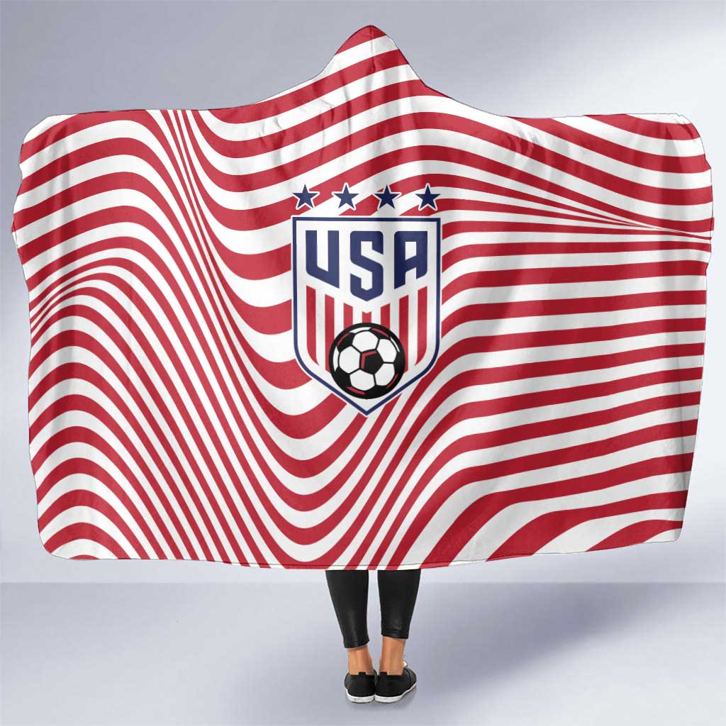 Soccer 2026 USA Hooded Blanket Wave Flag Stylized