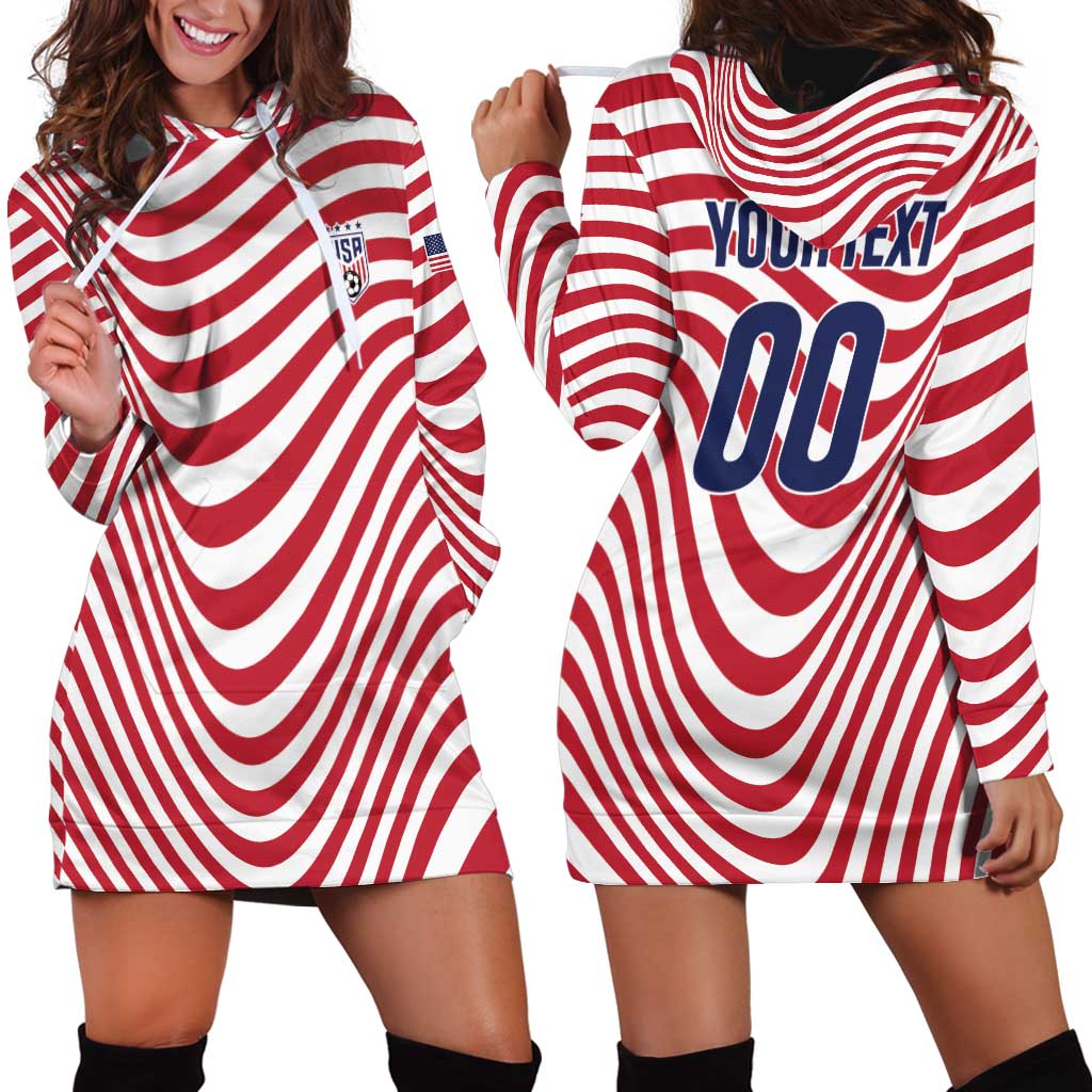 Custom Soccer 2026 USA Hoodie Dress Wave Flag Stylized