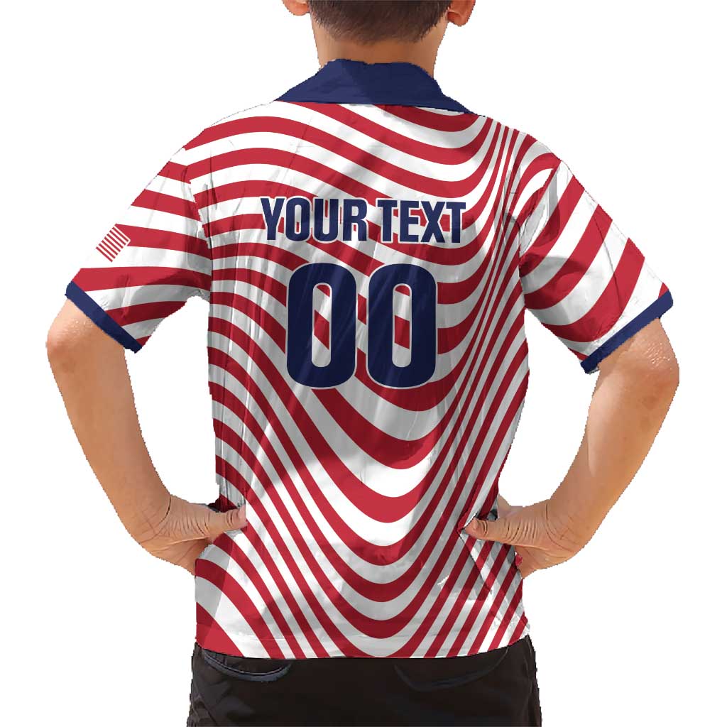 Custom Soccer 2026 USA Kid Hawaiian Shirt Wave Flag Stylized