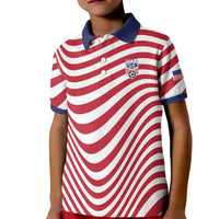 Custom Soccer 2026 USA Kid Polo Shirt Wave Flag Stylized