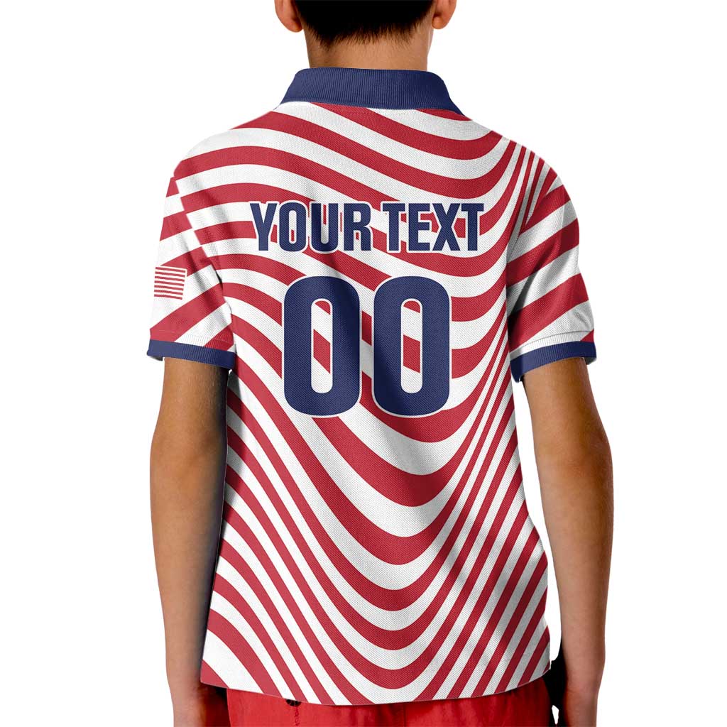Custom Soccer 2026 USA Kid Polo Shirt Wave Flag Stylized