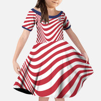 Custom Soccer 2026 USA Kid Short Sleeve Dress Wave Flag Stylized