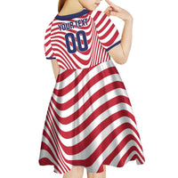 Custom Soccer 2026 USA Kid Short Sleeve Dress Wave Flag Stylized