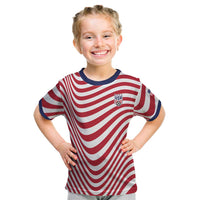 Custom Soccer 2026 USA Kid T Shirt Wave Flag Stylized