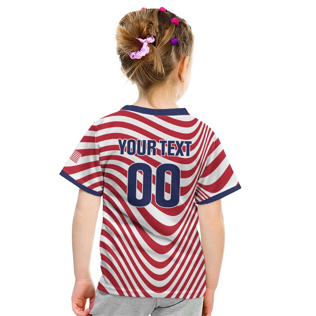 Custom Soccer 2026 USA Kid T Shirt Wave Flag Stylized