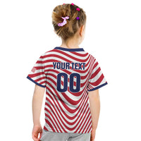 Custom Soccer 2026 USA Kid T Shirt Wave Flag Stylized
