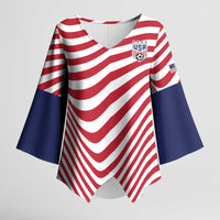 Custom Soccer 2026 USA Kimono Sleeve Blouse Wave Flag Stylized
