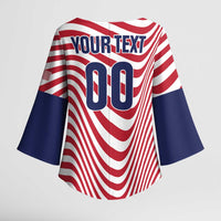 Custom Soccer 2026 USA Kimono Sleeve Blouse Wave Flag Stylized