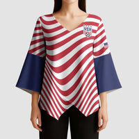 Custom Soccer 2026 USA Kimono Sleeve Blouse Wave Flag Stylized