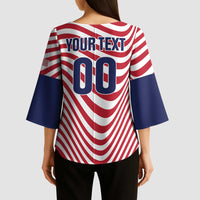 Custom Soccer 2026 USA Kimono Sleeve Blouse Wave Flag Stylized
