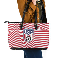 Soccer 2026 USA Leather Tote Bag Wave Flag Stylized