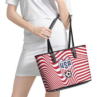 Soccer 2026 USA Leather Tote Bag Wave Flag Stylized