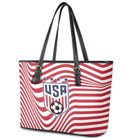 Soccer 2026 USA Leather Tote Bag Wave Flag Stylized