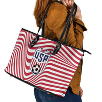 Soccer 2026 USA Leather Tote Bag Wave Flag Stylized