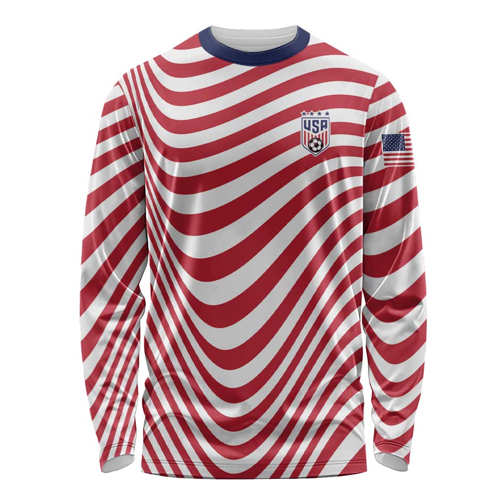 Custom Soccer 2026 USA Long Sleeve Shirt Wave Flag Stylized