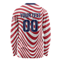 Custom Soccer 2026 USA Long Sleeve Shirt Wave Flag Stylized