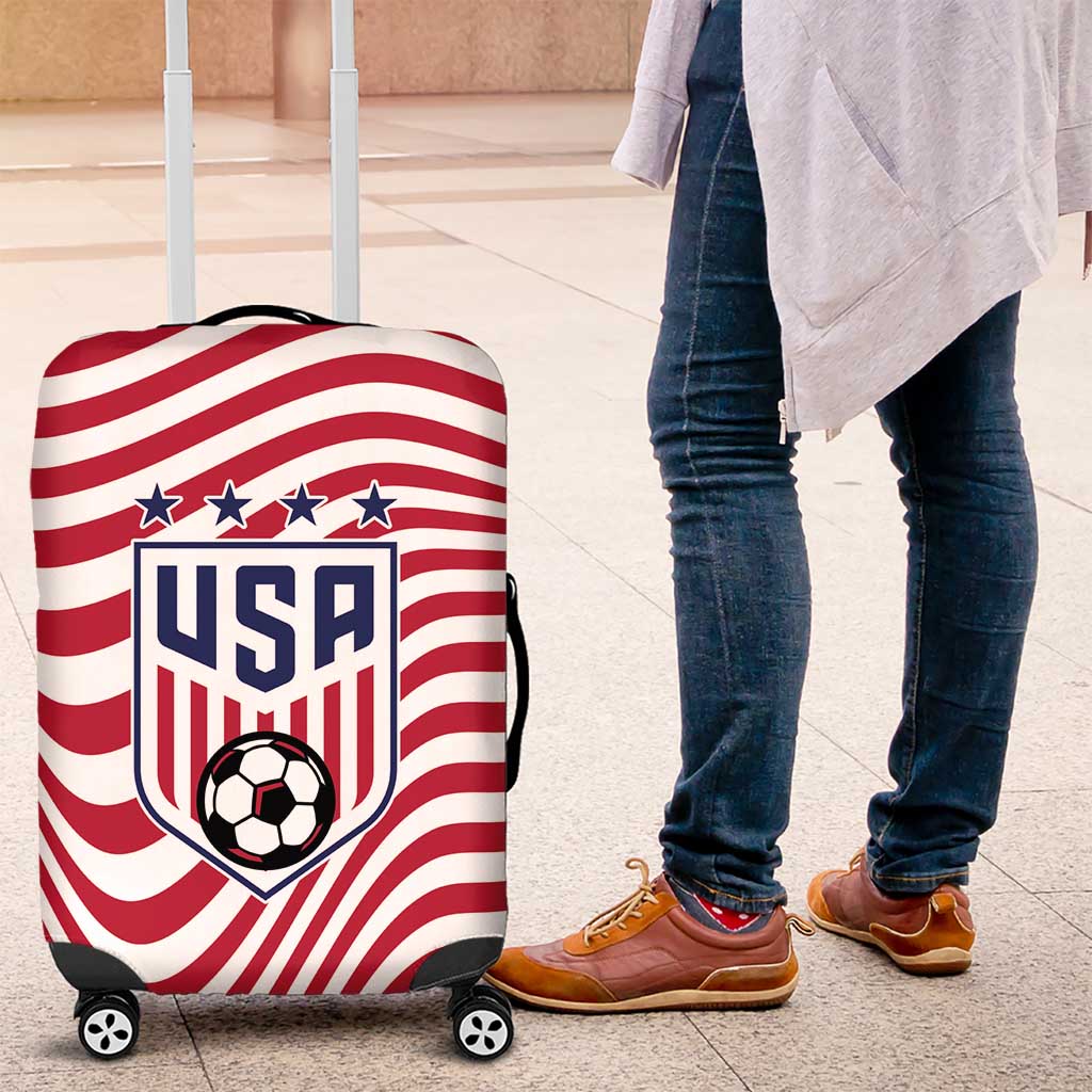 Soccer 2026 USA Luggage Cover Wave Flag Stylized