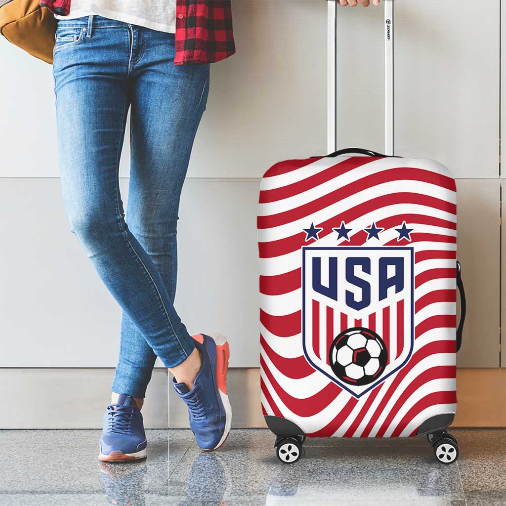 Soccer 2026 USA Luggage Cover Wave Flag Stylized
