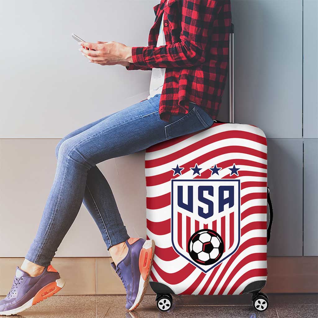 Soccer 2026 USA Luggage Cover Wave Flag Stylized