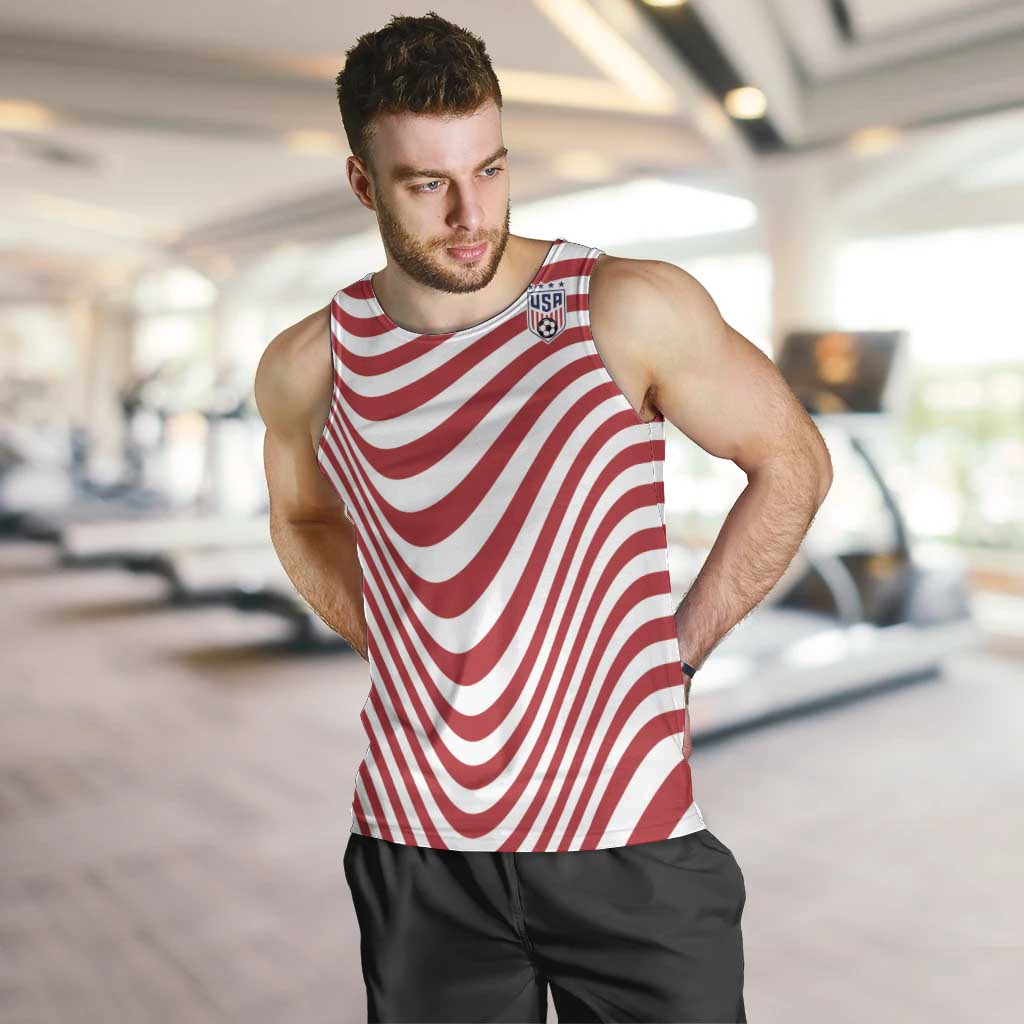 Custom Soccer 2026 USA Men Tank Top Wave Flag Stylized