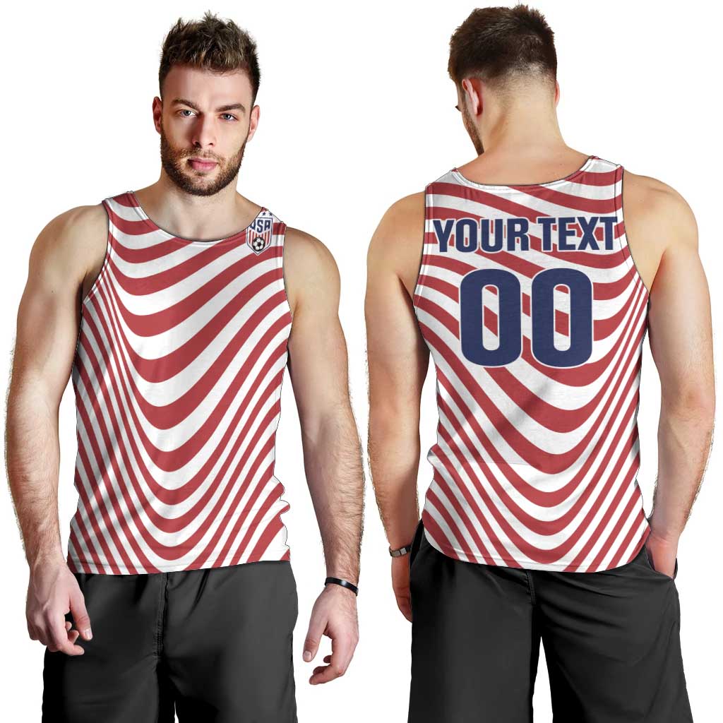 Custom Soccer 2026 USA Men Tank Top Wave Flag Stylized