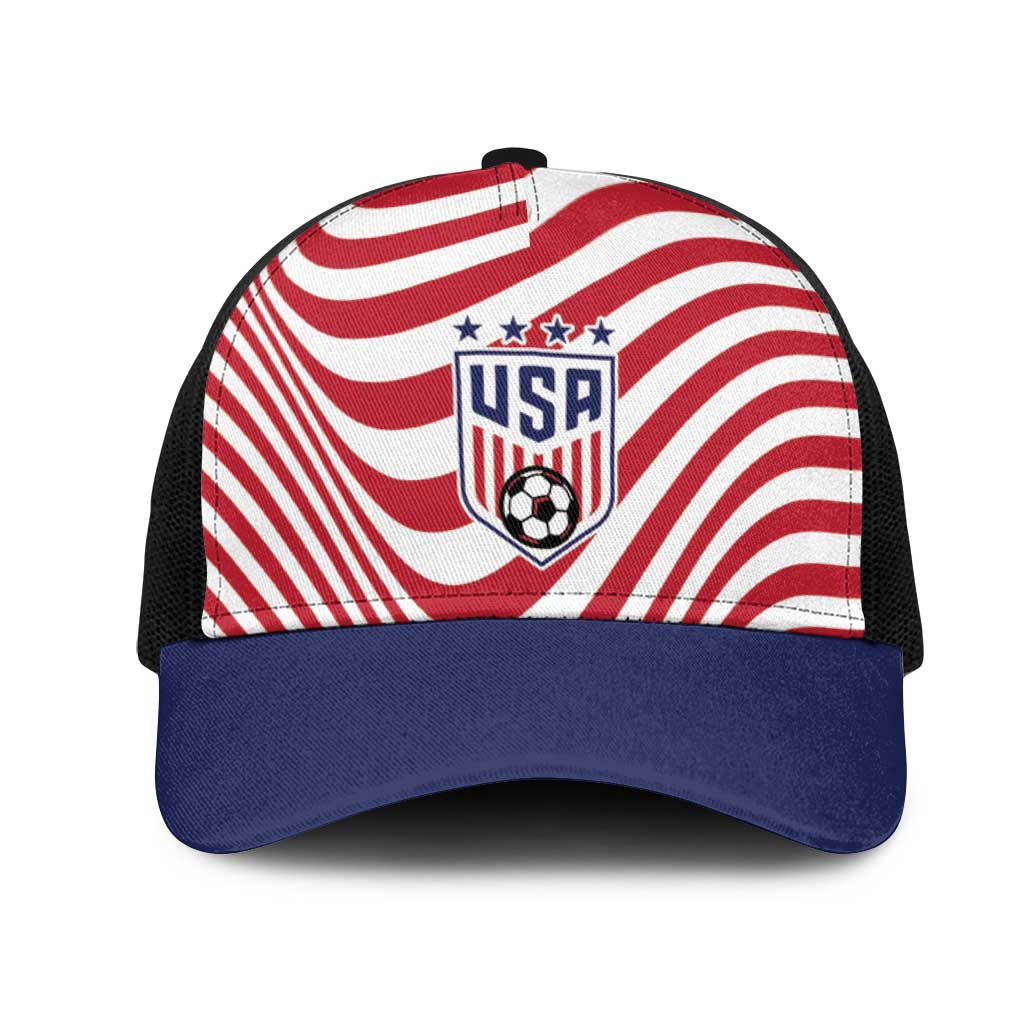 Soccer 2026 USA Mesh Trucker Cap Wave Flag Stylized