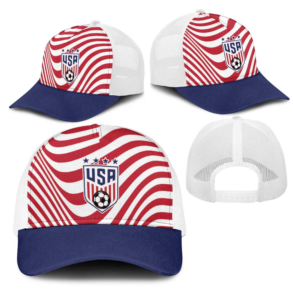 Soccer 2026 USA Mesh Trucker Cap Wave Flag Stylized