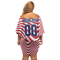 Custom Soccer 2026 USA Off Shoulder Short Dress Wave Flag Stylized