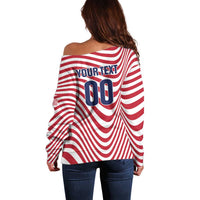Custom Soccer 2026 USA Off Shoulder Sweater Wave Flag Stylized