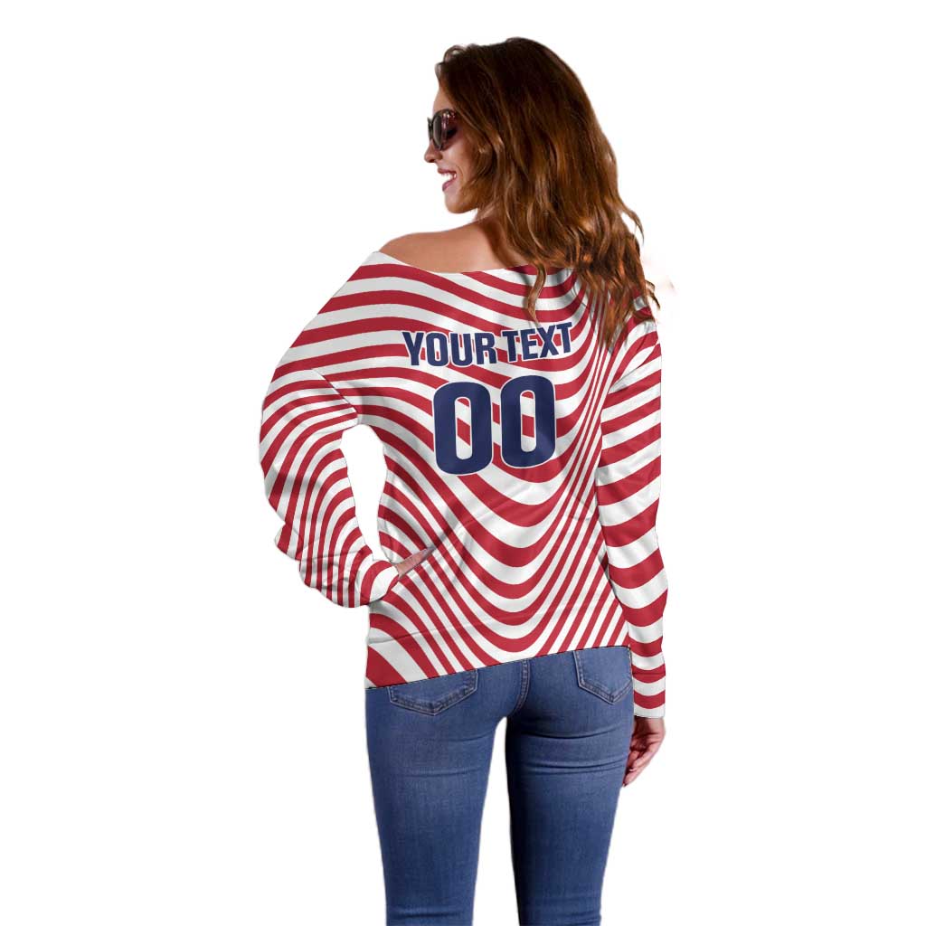 Custom Soccer 2026 USA Off Shoulder Sweater Wave Flag Stylized