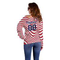 Custom Soccer 2026 USA Off Shoulder Sweater Wave Flag Stylized