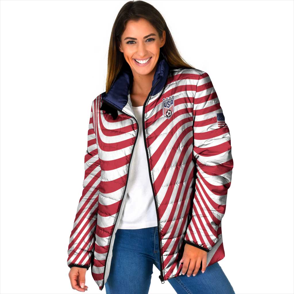 Custom Soccer 2026 USA Padded Jacket Wave Flag Stylized