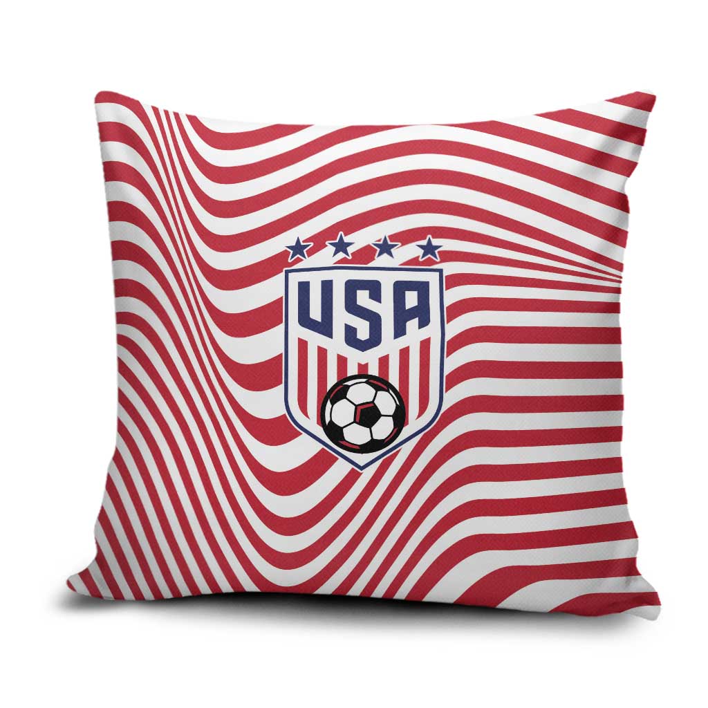 Soccer 2026 USA Pillow Cover Wave Flag Stylized