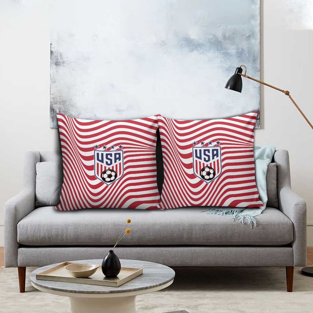Soccer 2026 USA Pillow Cover Wave Flag Stylized