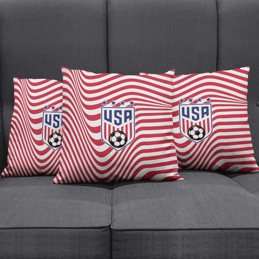 Soccer 2026 USA Pillow Cover Wave Flag Stylized
