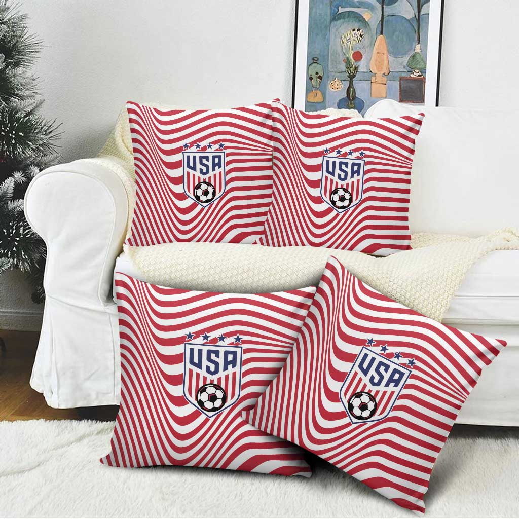 Soccer 2026 USA Pillow Cover Wave Flag Stylized