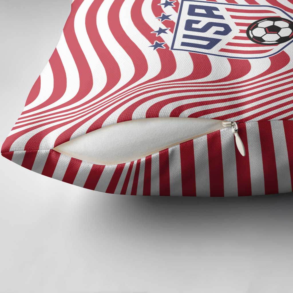 Soccer 2026 USA Pillow Cover Wave Flag Stylized