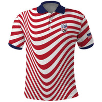Custom Soccer 2026 USA Polo Shirt Wave Flag Stylized
