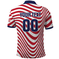Custom Soccer 2026 USA Polo Shirt Wave Flag Stylized