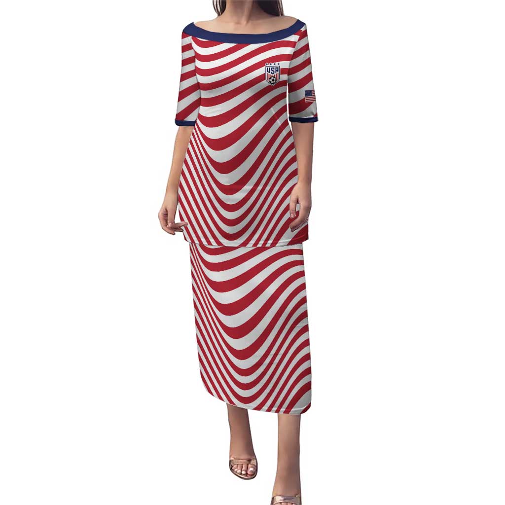 Custom Soccer 2026 USA Puletasi Wave Flag Stylized
