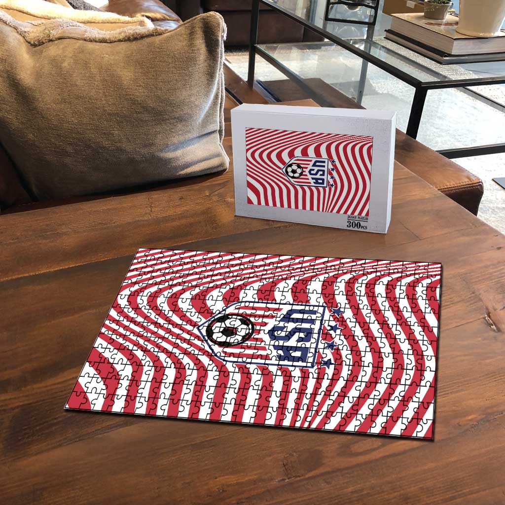 Soccer 2026 USA Puzzle Wave Flag Stylized