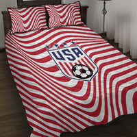 Soccer 2026 USA Quilt Bed Set Wave Flag Stylized
