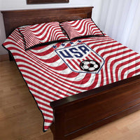 Soccer 2026 USA Quilt Bed Set Wave Flag Stylized